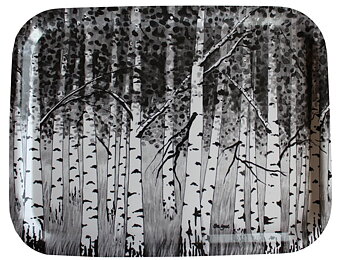 Björkbricka stor svart/vit 28 x 36 cm