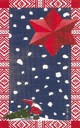 Tomte med stjärna Towelservett, 20 servetter/fp