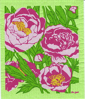 Disktrasa Pion Lime med rosa blommor