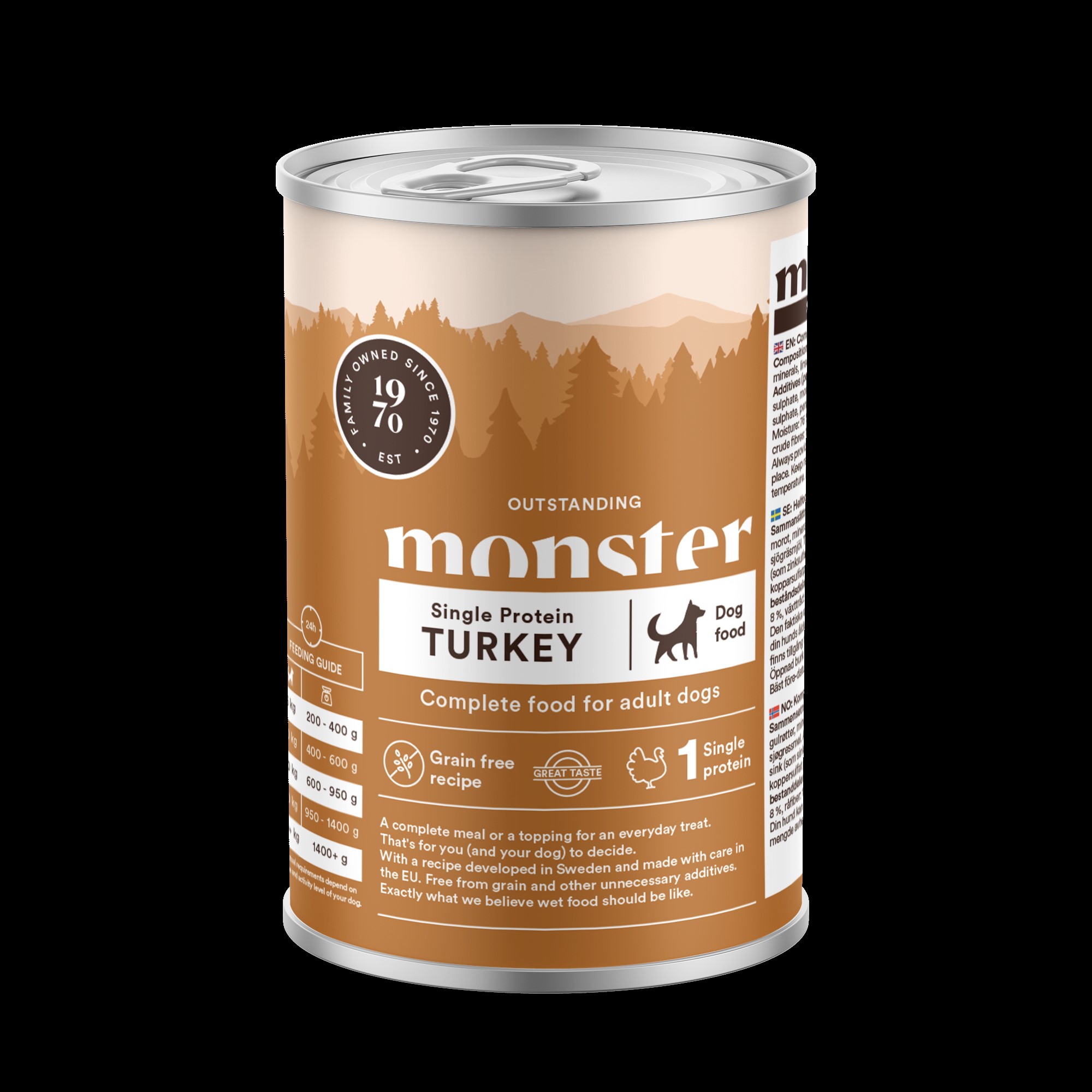 Monster Dog Adult våtfoder, Single turkey 400g