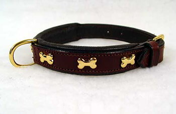 Halsband fodrat 35cm Brunt med ben