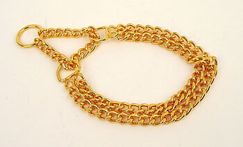 Halvstryp dubbel kedja, Guld 35cm