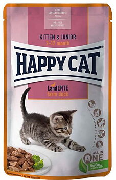 HappyCat våt Kitten/Junior, anka, 85g