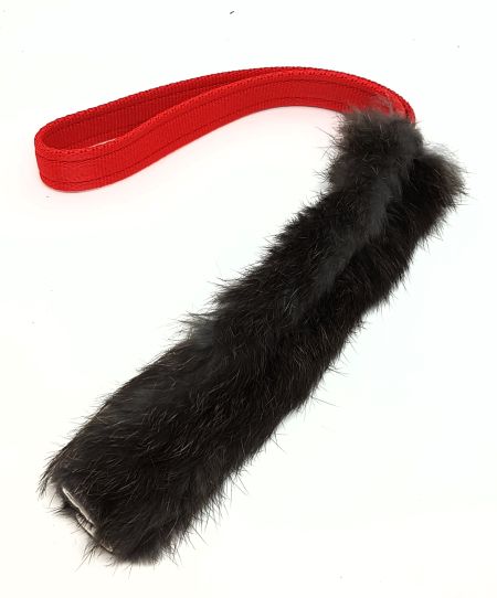 Platt kamprulle i kaninskinn 21cm