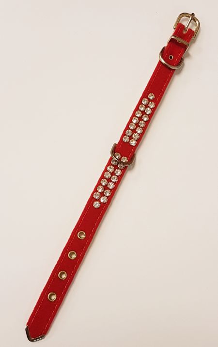 Pärlhalsband sammet, Röd 2rad, 45 cm, bredd 20 mm