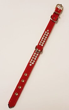 Pärlhalsband sammet, Röd 2rad, 45 cm, bredd 20 mm