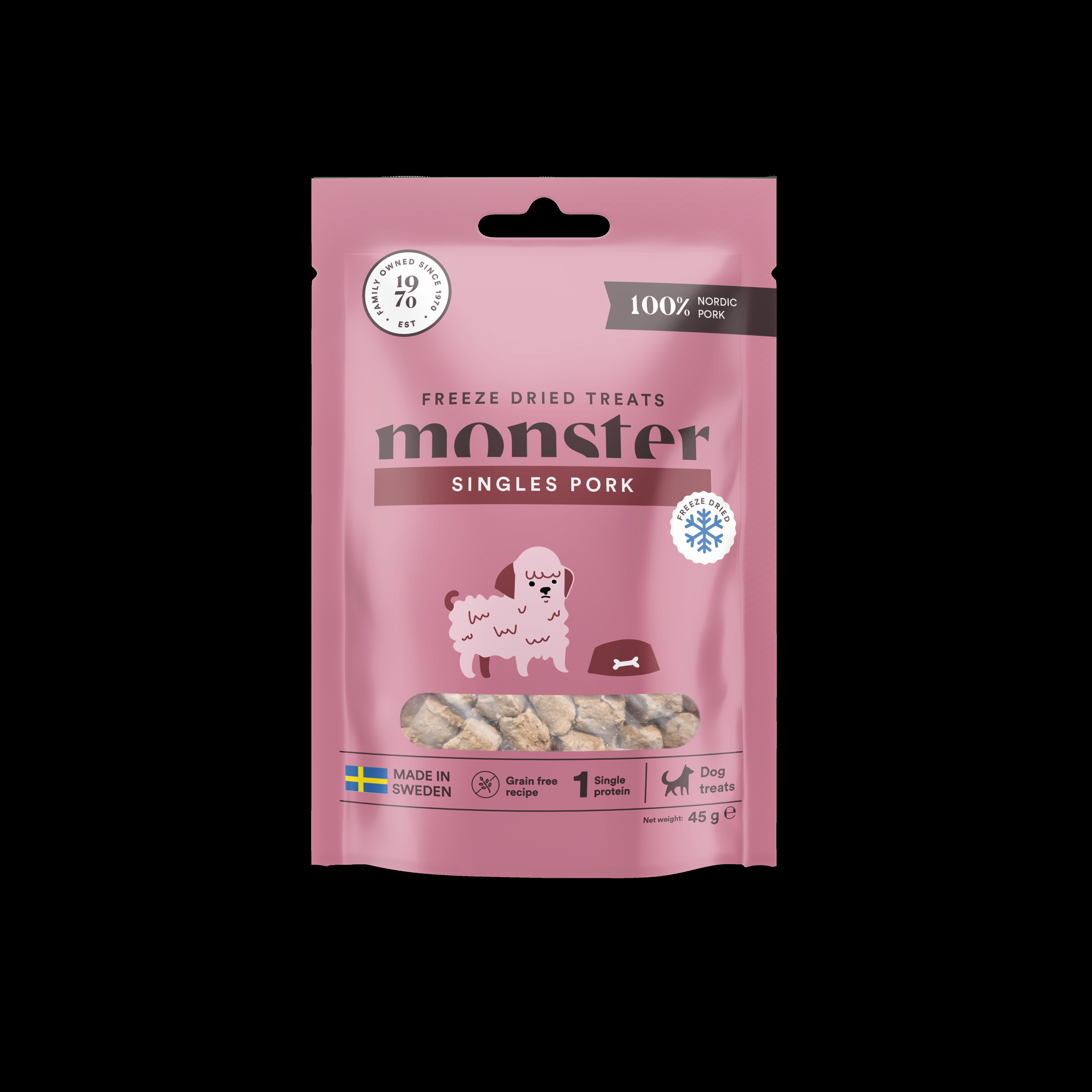 Monster Dog freeze dried treats, Pork, 45g
