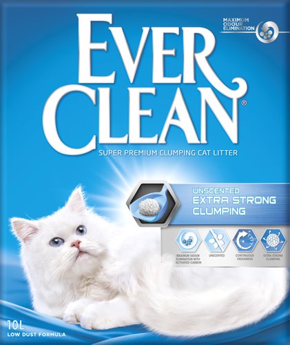 Kattsand Ever Clean Extra strong unscented, 10 liter