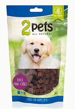 Hundgodis Duck minicubes, 2pets