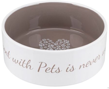 Hundskål keramik, cream/taupe