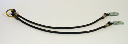 Tvillingkoppel läder, Svart med svivel, 5mmx70cm