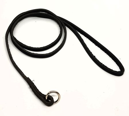 Utst.koppel läder, silv.ring, svart 6mm/105cm