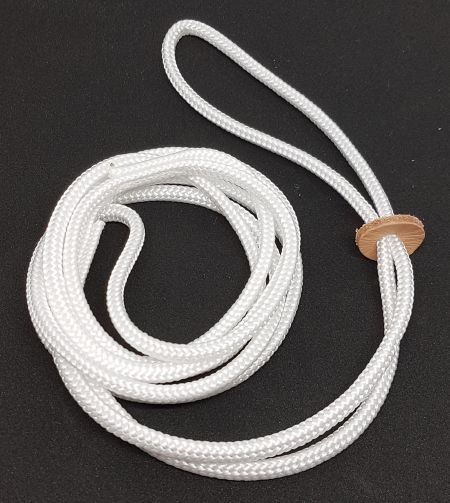 Utst.koppel rundpoly 6mm med läderstopp, Vit