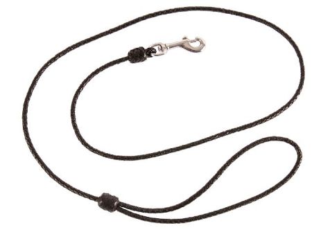 Utställningskoppel flätat läder 4mm, hake