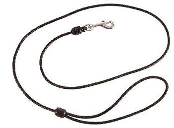 Utställningskoppel flätat läder 4mm, hake