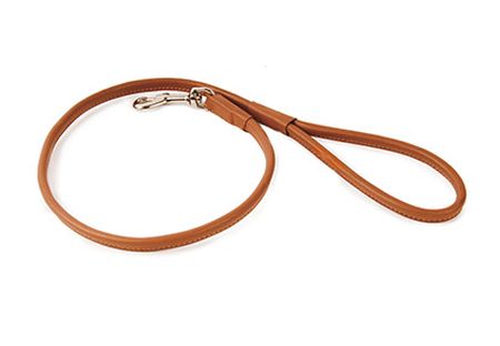 Utställningskoppel rundsytt läder 100cmx8mm, brun