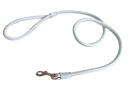 Utställningskoppel rundsytt läder 100cmx6mm, vit