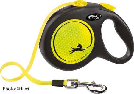 Flexi New Neon L, 5m band, svart/neongul