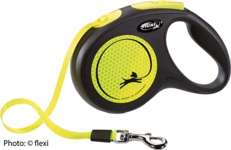 Flexi New Neon M, 5m band, svart/neongul