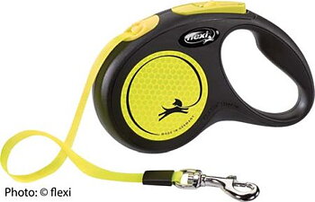 Flexi New Neon S, 5m band, svart/neongul