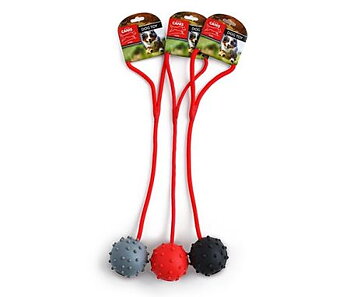Gummiboll med rep , 6,5cm