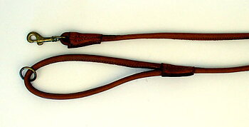 Koppel i älgskinn, 180cm x 8mm, Brunt med mässingshake