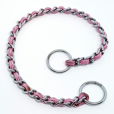 Kromad kedja med tygband, 30cm Rosa
