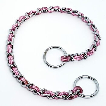 Kromad kedja med tygband, 30cm Rosa