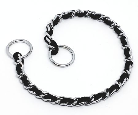 Kromad kedja med tygband, Svart
