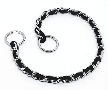 Kromad kedja med tygband, Svart