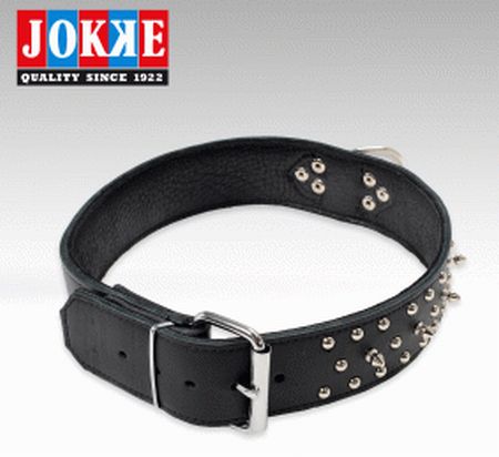 Läderhalsband med nitar
