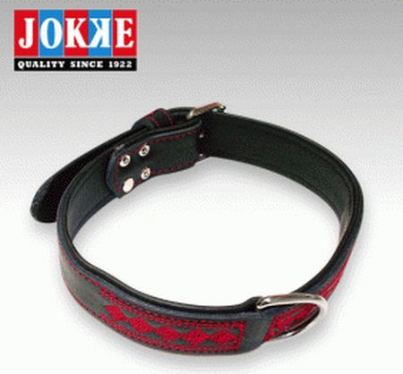 Läderhalsband med vacker dekor, 57-66cm