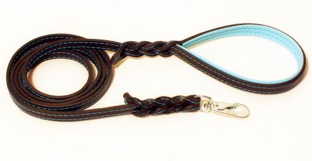Läderkoppel 12mmx180cm, svart/blått dekorsytt