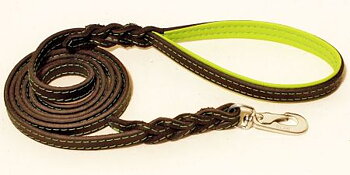Läderkoppel 12mmx180cm, svart/lime dekorsytt