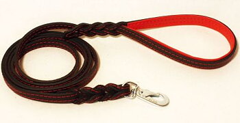 Läderkoppel 12mmx180cm, svart/rött dekorsytt