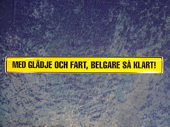 Dekal - Med glädje .. belgare (5x48 cm)