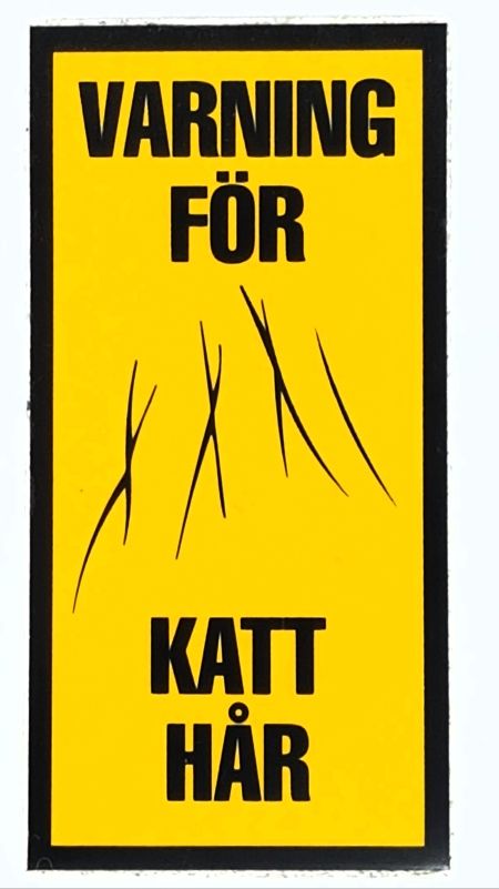 Dekal Klister - Varn. för katthår (9x5,5 cm)