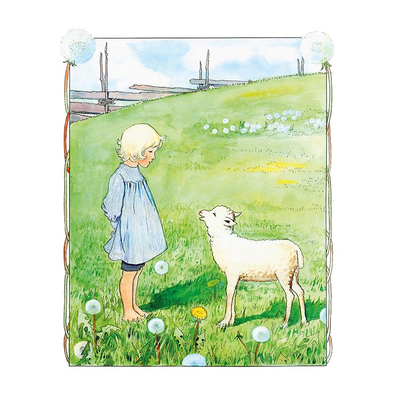 Poster Bä bä vita lamm Elsa Beskow 50x70 cm