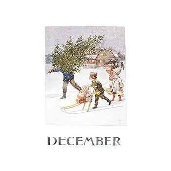 Vykort December Årets saga Elsa Beskow