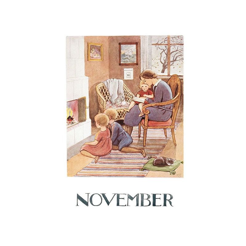 Vykort November Årets saga Elsa Beskow