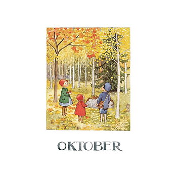 Vykort Oktober Årets saga Elsa Beskow
