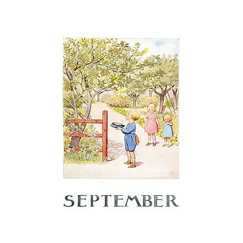 Vykort September Årets saga Elsa Beskow