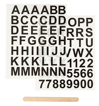 Rub-on stickers, bokstäver och siffror