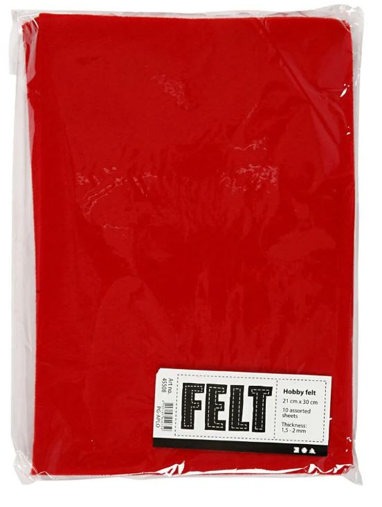 Hobbyfilt Röd, 10 st