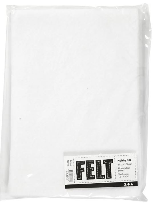 Hobbyfilt Vit, 10 st