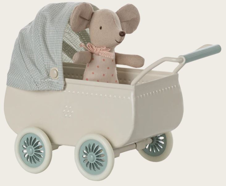 Barnvagn med baby mus, mint - 2