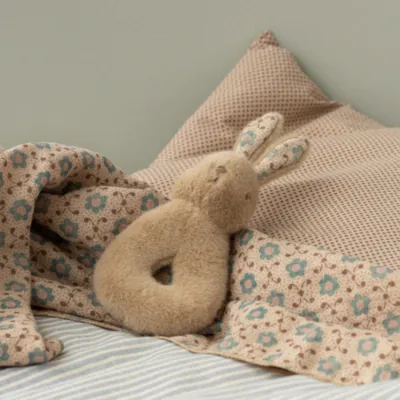 Babyset med skallra och filt, cream peach