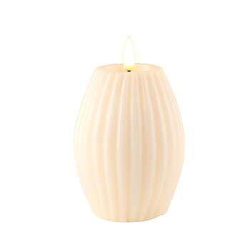 Blockljus Rille LED, cream 7,5x10 cm