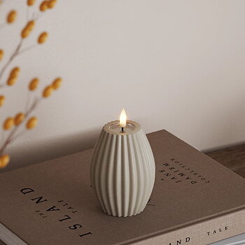 Blockljus Rille LED, sand 7,5x10 cm