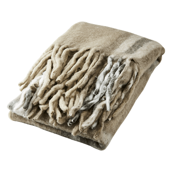 Pläd Frasse, beige/grå/grön